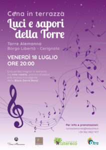 Luci e sapori di Torre Alemanna: una cena in terrazza tra cibo e musica